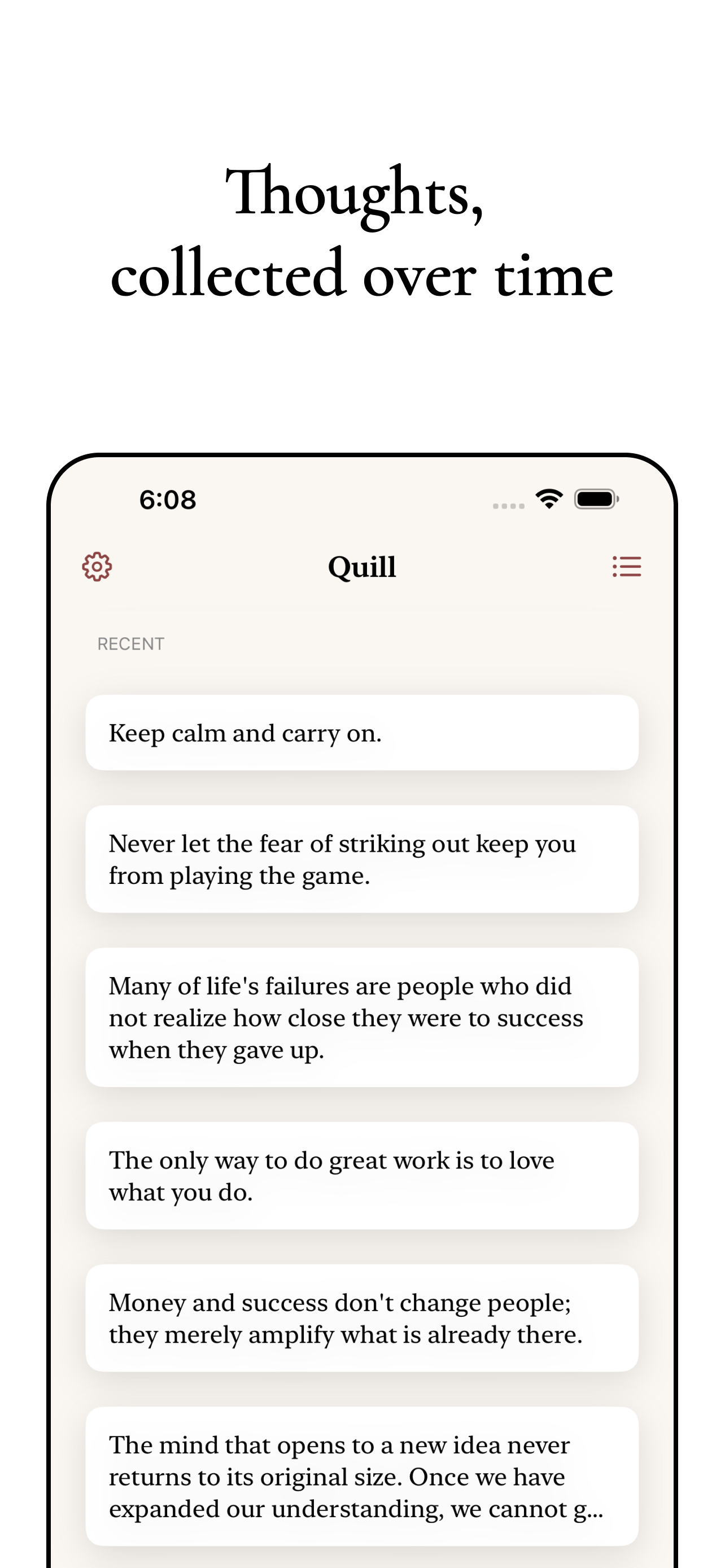 Recents — your latest entries